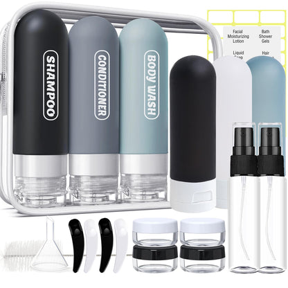 Pre-printed Silicone Travel Bottles for Toiletries 3oz