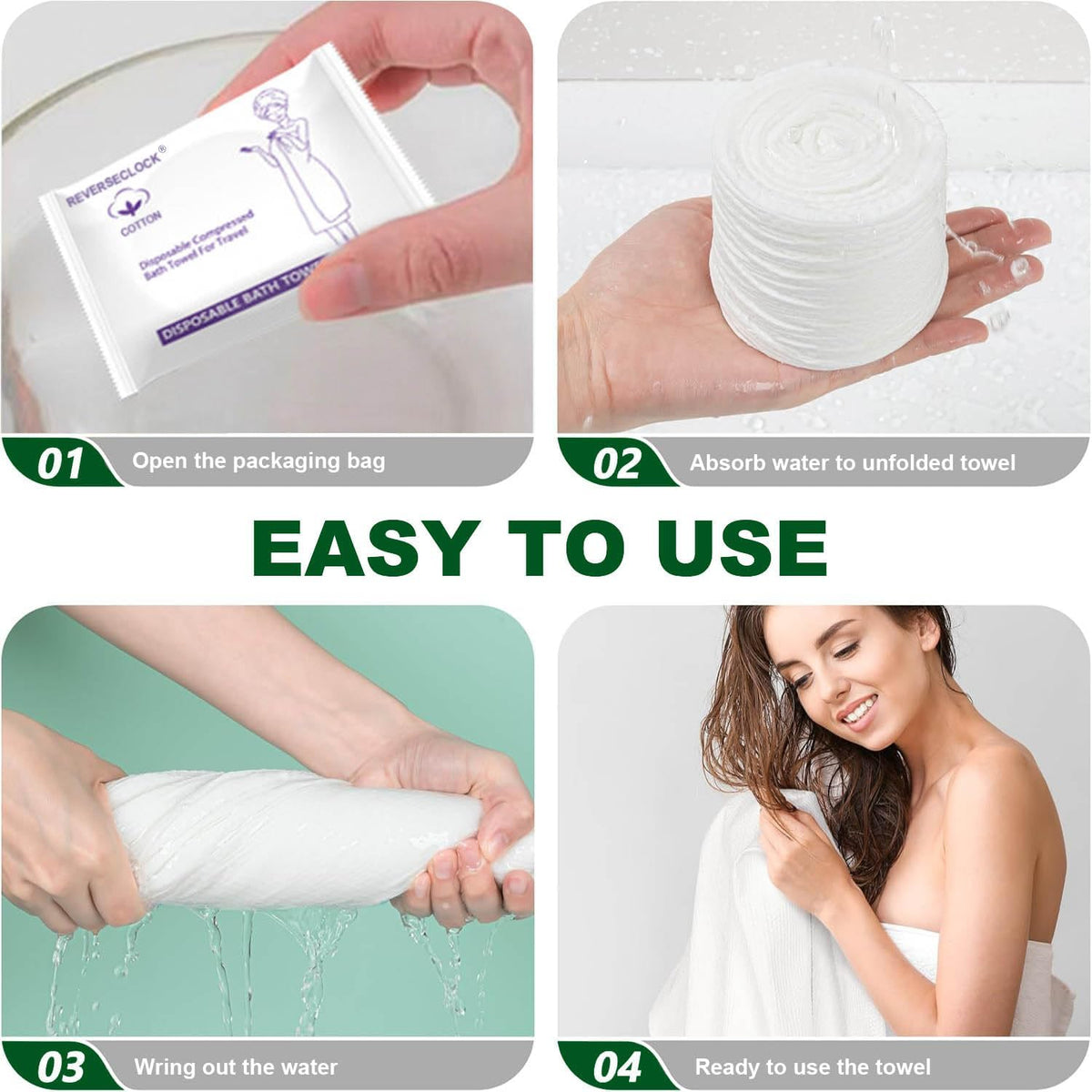 9 Pack Disposable Compressed Bath Towels Set for Travel Portable Washcloths