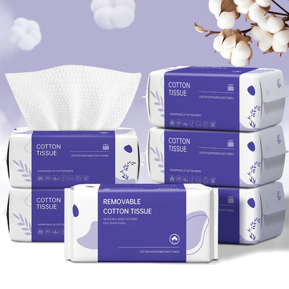 Disposable Face Towel 100 Count, Face Towels, Soft Cotton Dry Wipes Facial Cloths Towelettes for Washing and Drying, Facial Tissue for Cleansing, Skincare and Makeup Remover