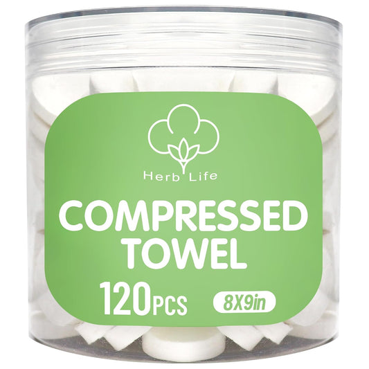 120 Pcs Compressed Towels, Disposable Face Compressed Towel, Compressed Hand Wipe, Camping Towel, Portable Compressed Coin Tissue for Travel/Home/Outdoor Activities（8X9in）
