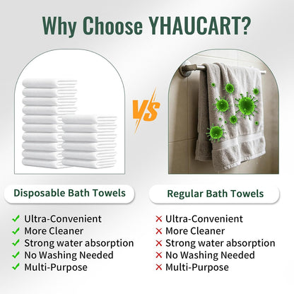 25 Pack Disposable Bath Towels, 55" x 27.5" Ultra Soft Travel Towels Bulk