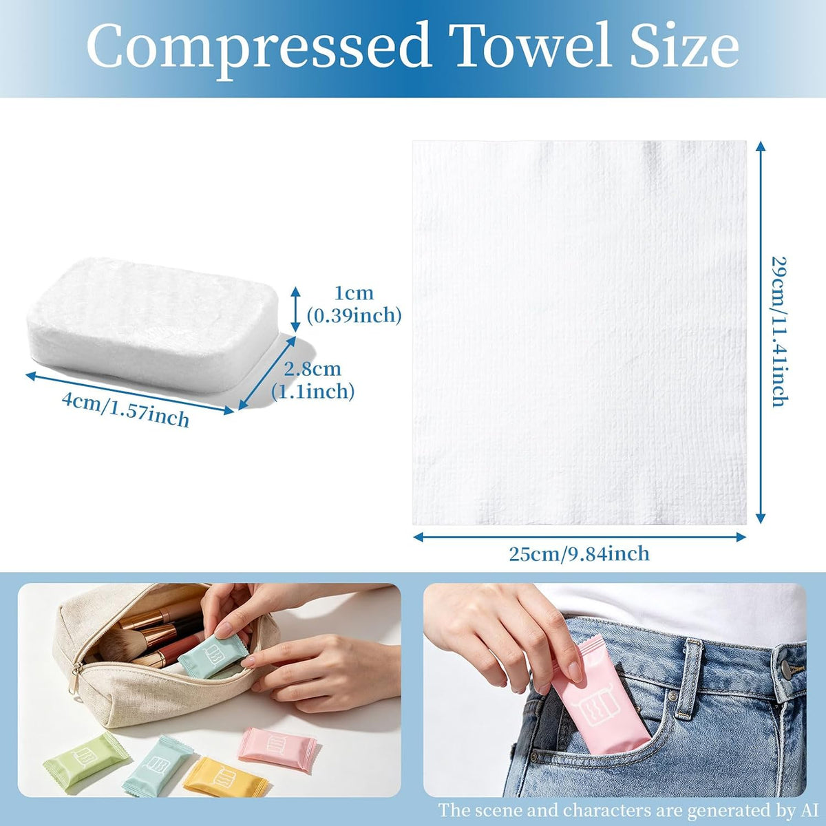 QIUTIMIY 56PCS Disposable Compressed Towels Tablet for Travel Wash Cloth Disposable Washcloths Portable Face Towels Super Absorbent