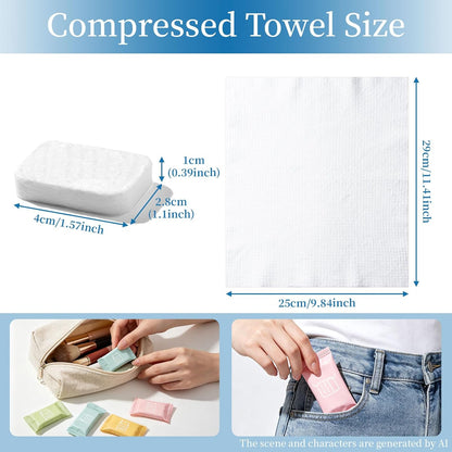 QIUTIMIY 56PCS Disposable Compressed Towels Tablet for Travel Wash Cloth Disposable Washcloths Portable Face Towels Super Absorbent