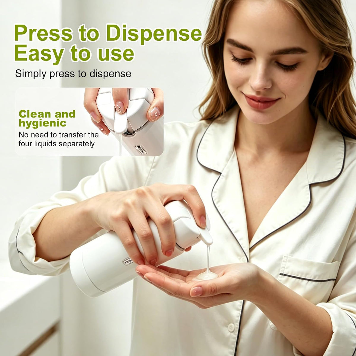 4-in-1 Travel Dispenser Bottle, TSA Approved Leakproof Set(Green)