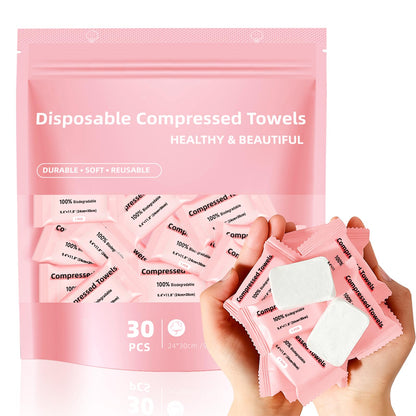 Compressed Towels, Large Size Disposable Face Compressed Towel, 30 PCS Ultra Soft Portable Washcloths Tablets Reusable for Travel, Camping, Hiking, Sport, Beauty, Home Hand Cloths, Outdoor