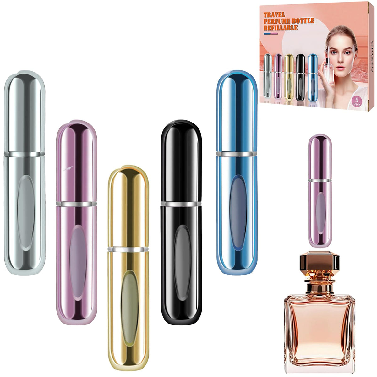 opasyo Refillable Perfume Atomizer, Leak-Proof, 5ml 4 Pack