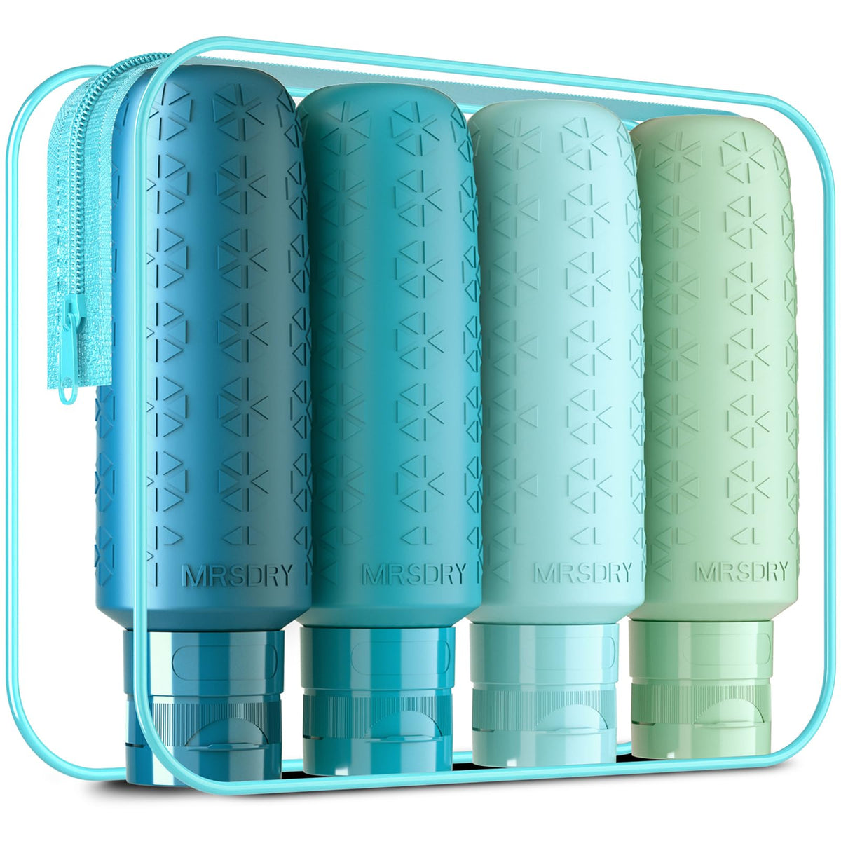 Mrsdry Travel Bottles for Toiletries, Tsa Approved 3oz Travel Size Containers BPA Free Leak Proof Refillable Liquid Silicone Squeezable Travel Essentials for Shampoo Conditioner Lotion (4 Pack)