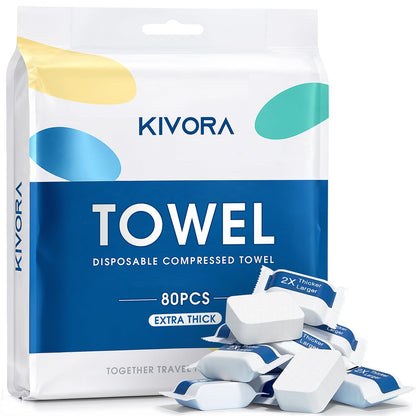KIVORA Extra Thick Compressed Towels, Ultra Soft, 30 Pack for Travel
