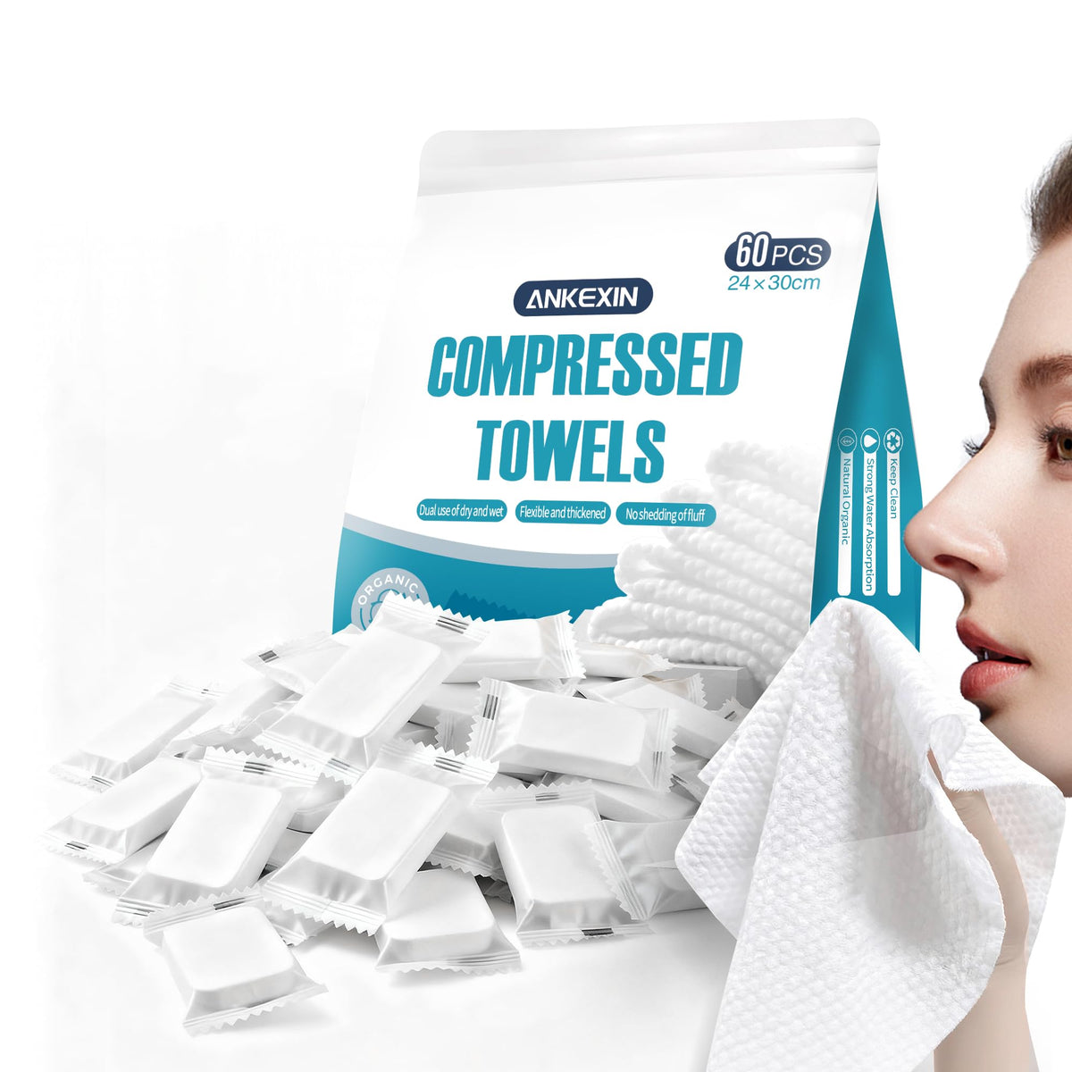 200 PCS Compressed Towels, Extra Thick Disposable Face Towel Tablets, Portable Bulk Compressed Coin Tissues for Home, Travel, Camping, Outdoor Sports
