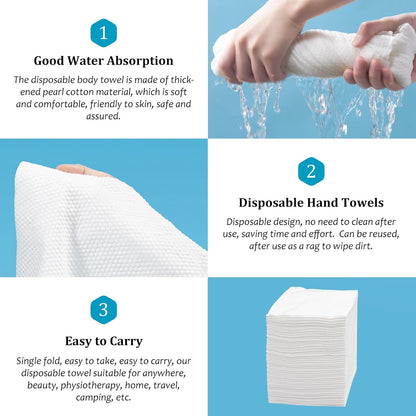 Premium Disposable Towel, 100 PCS Ultra Soft, Quick Dry Disposable Hair Towels Spa Salon Towel, Portable Body Towels Disposable for Massage Beauty Hotel Camping Travel Gym 28 x 12 inch