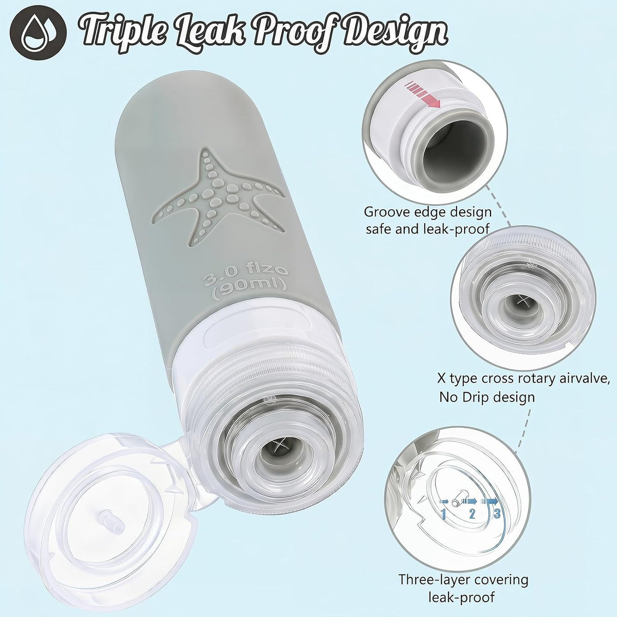 18 Pack Travel Bottles for Toiletries, Leak Proof, TSA Approved 3oz
