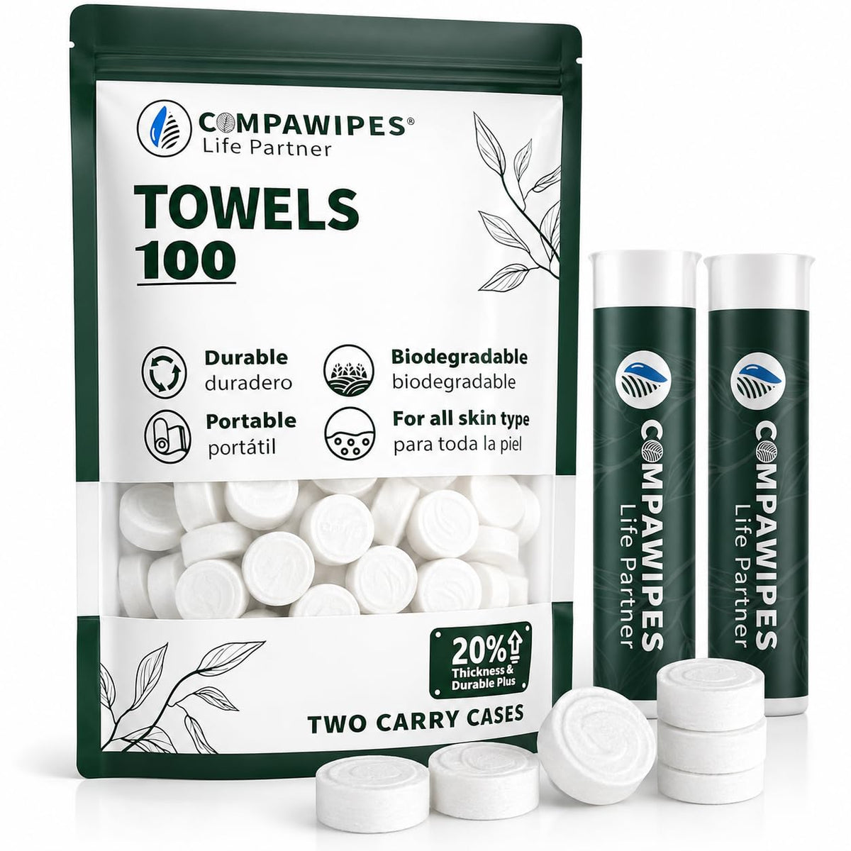 100 PCS Compressed Towel Tablets - Travel Disposable Towels, Compressed Hiking Toilet Paper, Wilderness Wipes, Compact Toilet Paper, Disposable Compressed Face Towel for Camping, Backpacking & Beauty