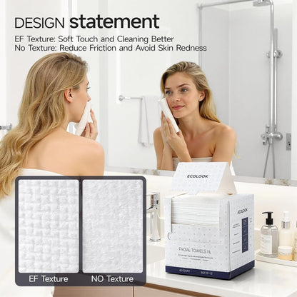 ECOLOOK Face Towels XL Travel Pack, 3-Box (12 Count Each)| Thickened Disposable Face Towels for Travel| TSA-Friendly,Premium Dry Wipes for Sensitive Skin & Makeup Removal