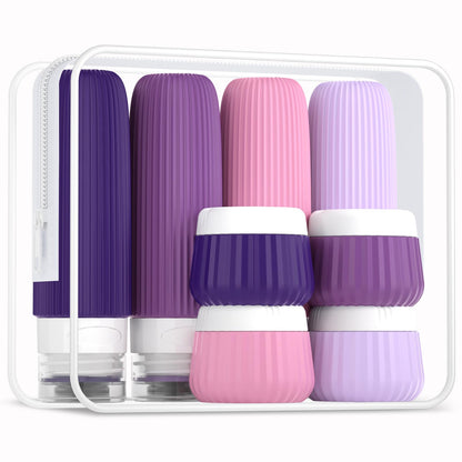 Mrsdry Travel Bottles 8 Pack, TSA Approved 3 oz Travel Containers with Clear Bag, Leak Proof Silicone Squeezable Essentials Jars