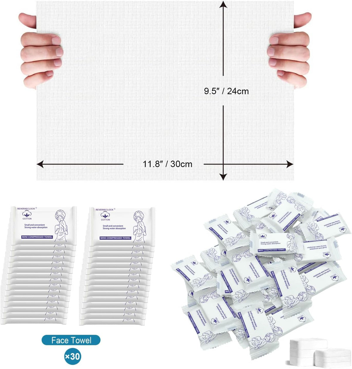 30 Pack Disposable Washcloths for Travel Compressed Towels Tablets