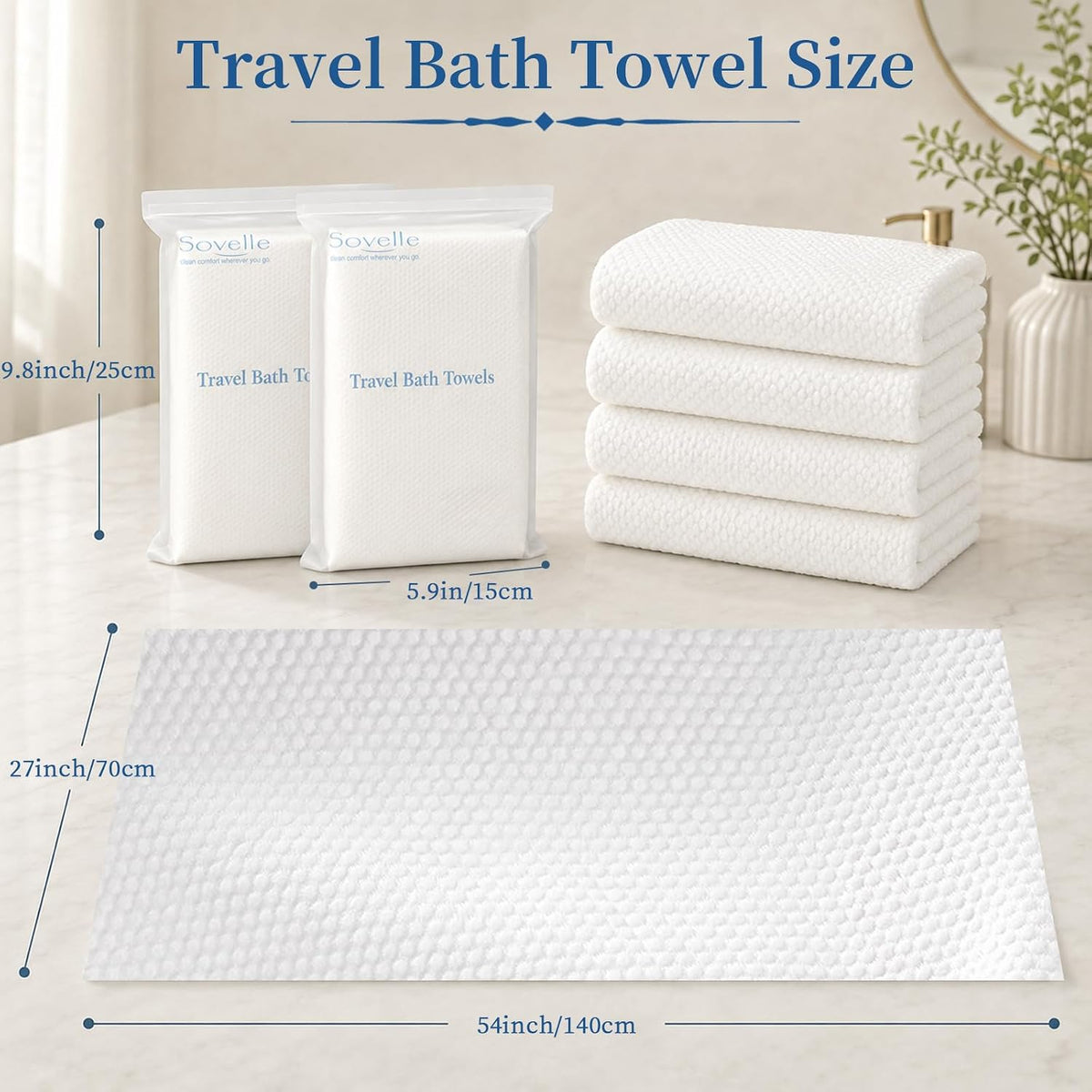 2 Pack (4 Pcs) 27''x54'' Portable Bath Towels for Travel