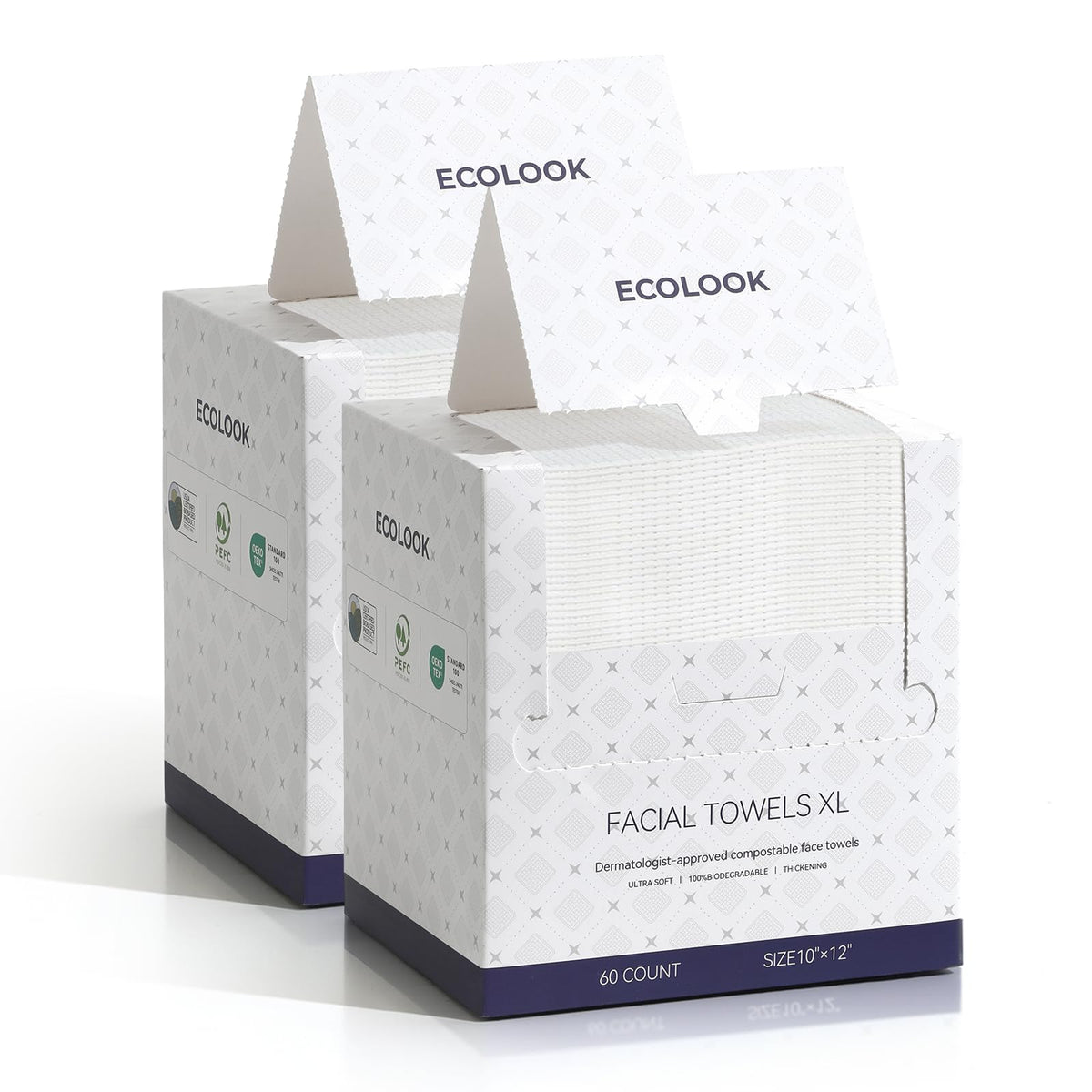 ECOLOOK Face Towels XL Travel Pack, 3-Box (12 Count Each)| Thickened Disposable Face Towels for Travel| TSA-Friendly,Premium Dry Wipes for Sensitive Skin & Makeup Removal