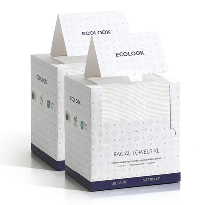 ECOLOOK Face Towels XL Travel Pack, 3-Box (12 Count Each)| Thickened Disposable Face Towels for Travel| TSA-Friendly,Premium Dry Wipes for Sensitive Skin & Makeup Removal