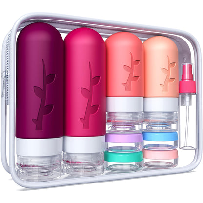 18pack Travel Bottles for Toiletries:Silicone TSA Approved-Containers for Toiletries,Leak Proof Refillable Liqus Shampoo And Conditioner Essentials toiletry Bottles