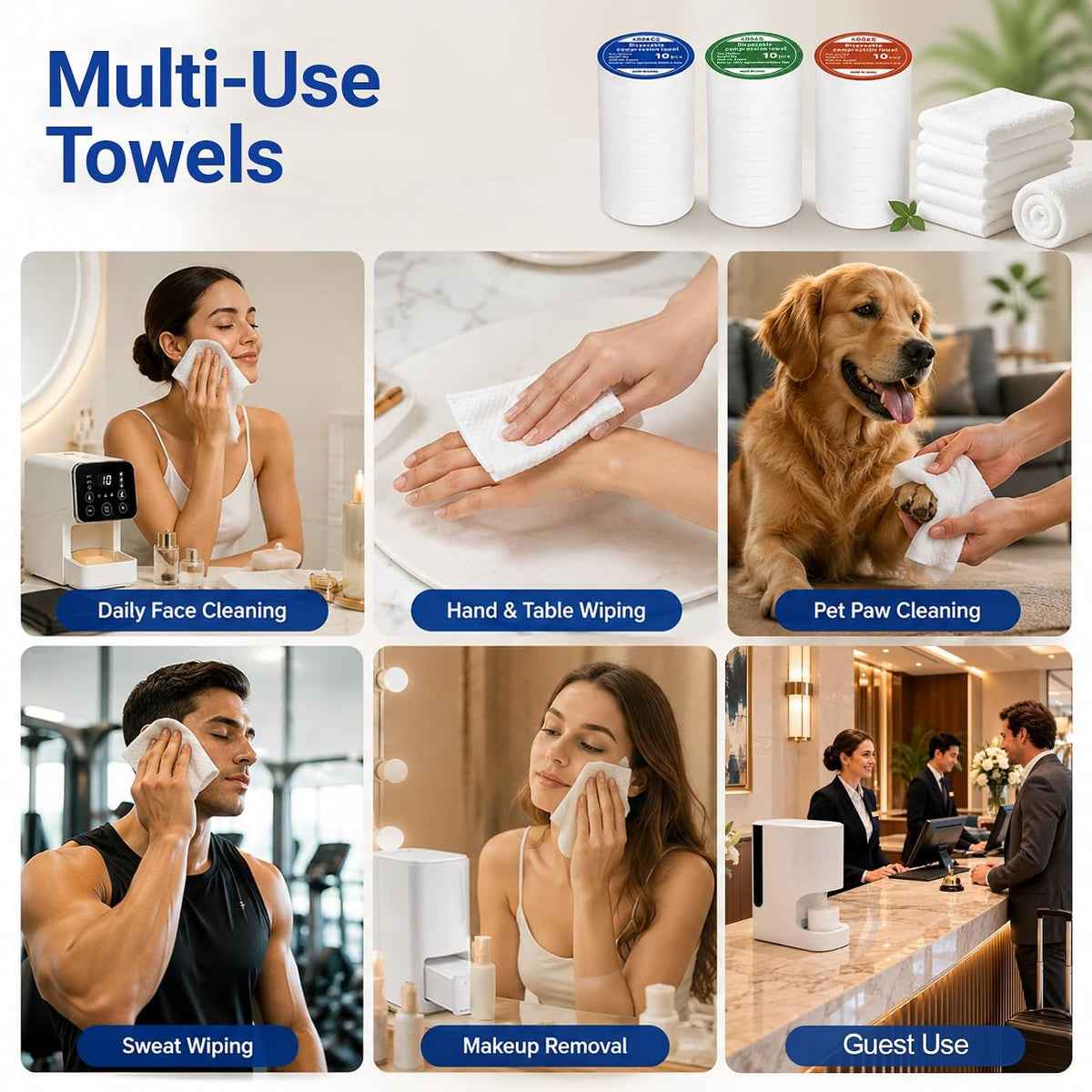 80PCS Hot Towel Dispenser Refills, Disposable Face Towel for Smart Facial Towel Warmers, Compatible with Hot Face Towel Heater Machine, Soft Compressed Towels for Spa, Cleansing and Makeup Remover