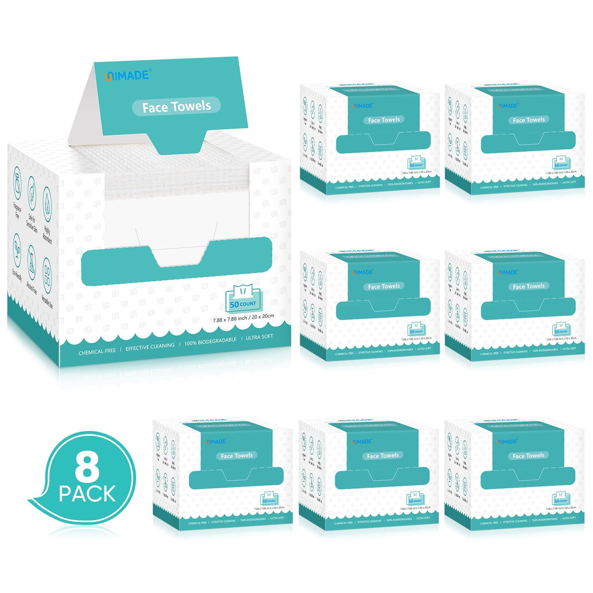 UNIMADE Face Towels, 100 Count Disposable Face Towelette