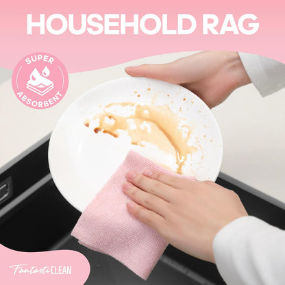 Fantasticlean Microfiber Cleaning Cloth Roll, Pink, 60 Pack, 8" x 8"