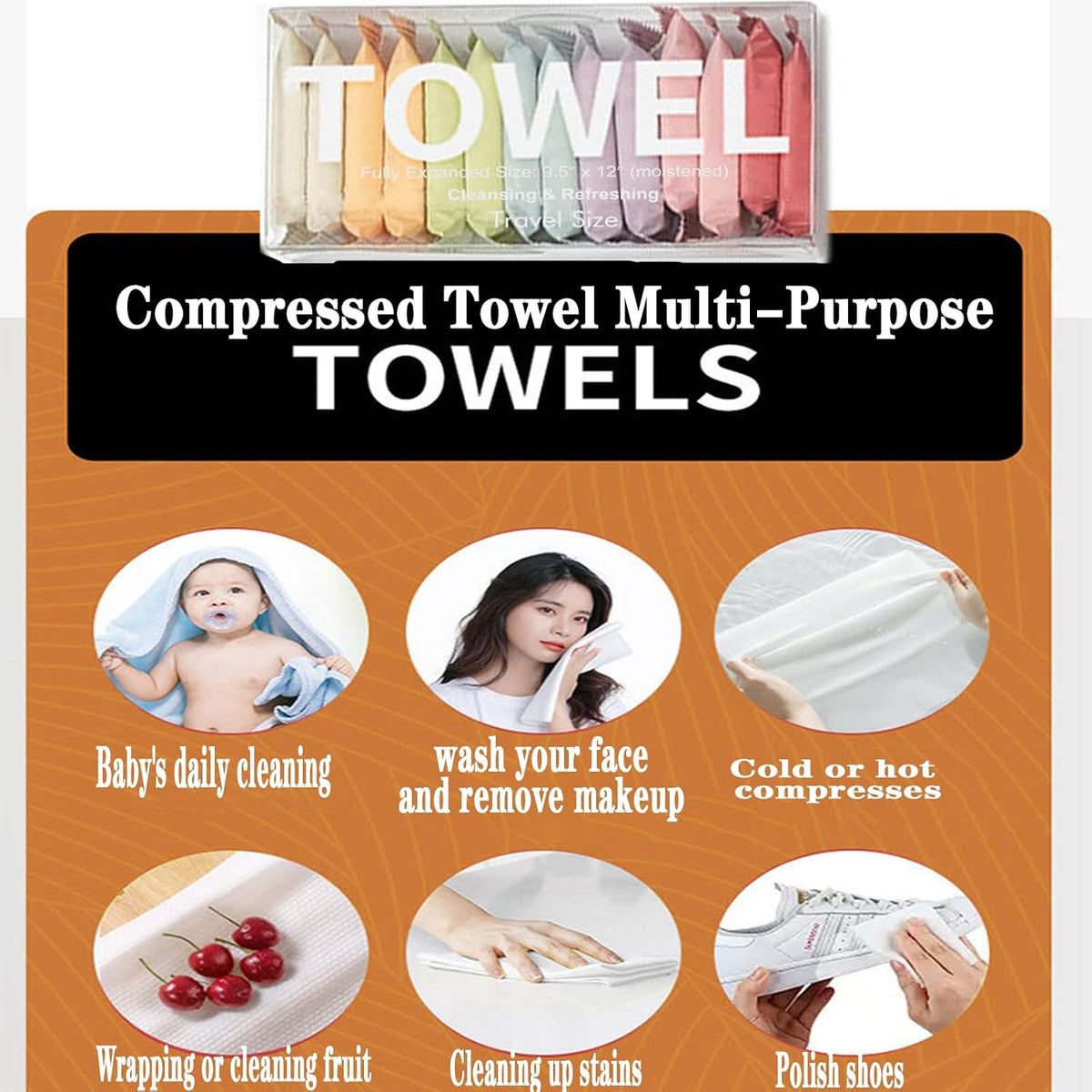 Compressed Towel Tablet Portable Face Towel Washcloth (28 Pack)