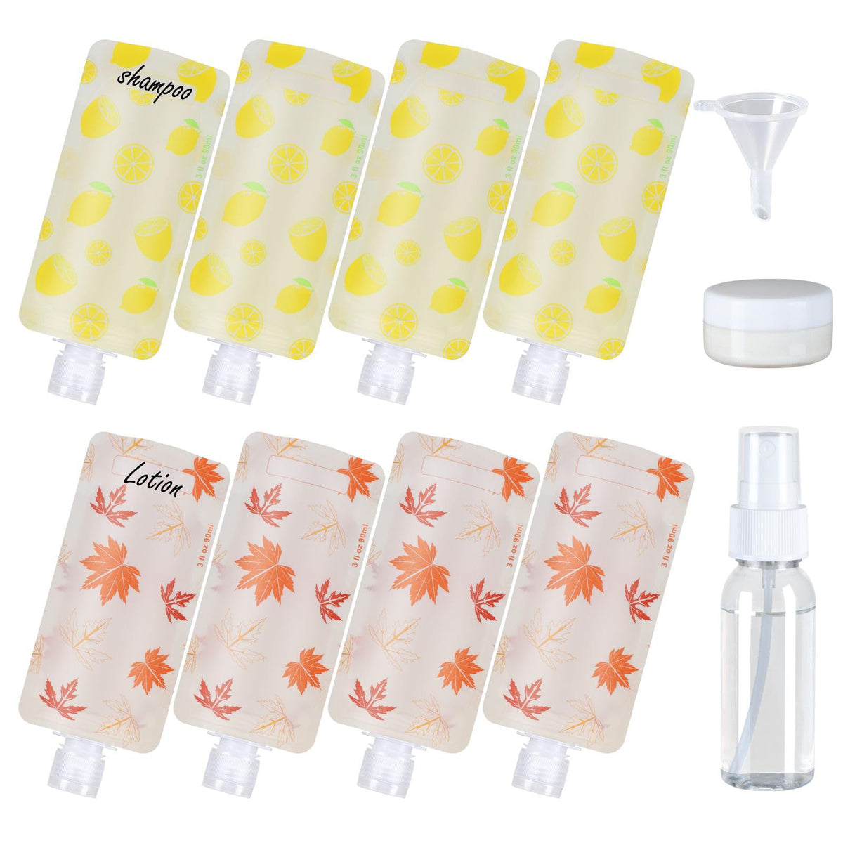 PACKISM 12 Pack Travel Pouches for Toiletries - 90ml 3 oz Liquid Containers