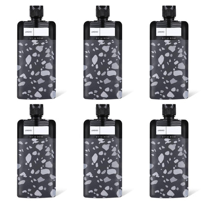 ASEVAT 3 oz 6pack Leak Proof Empty Squeeze Pouches Refillable Travel Size Containers Liquid Pouch Cosmetic Container TSA Approved Bag