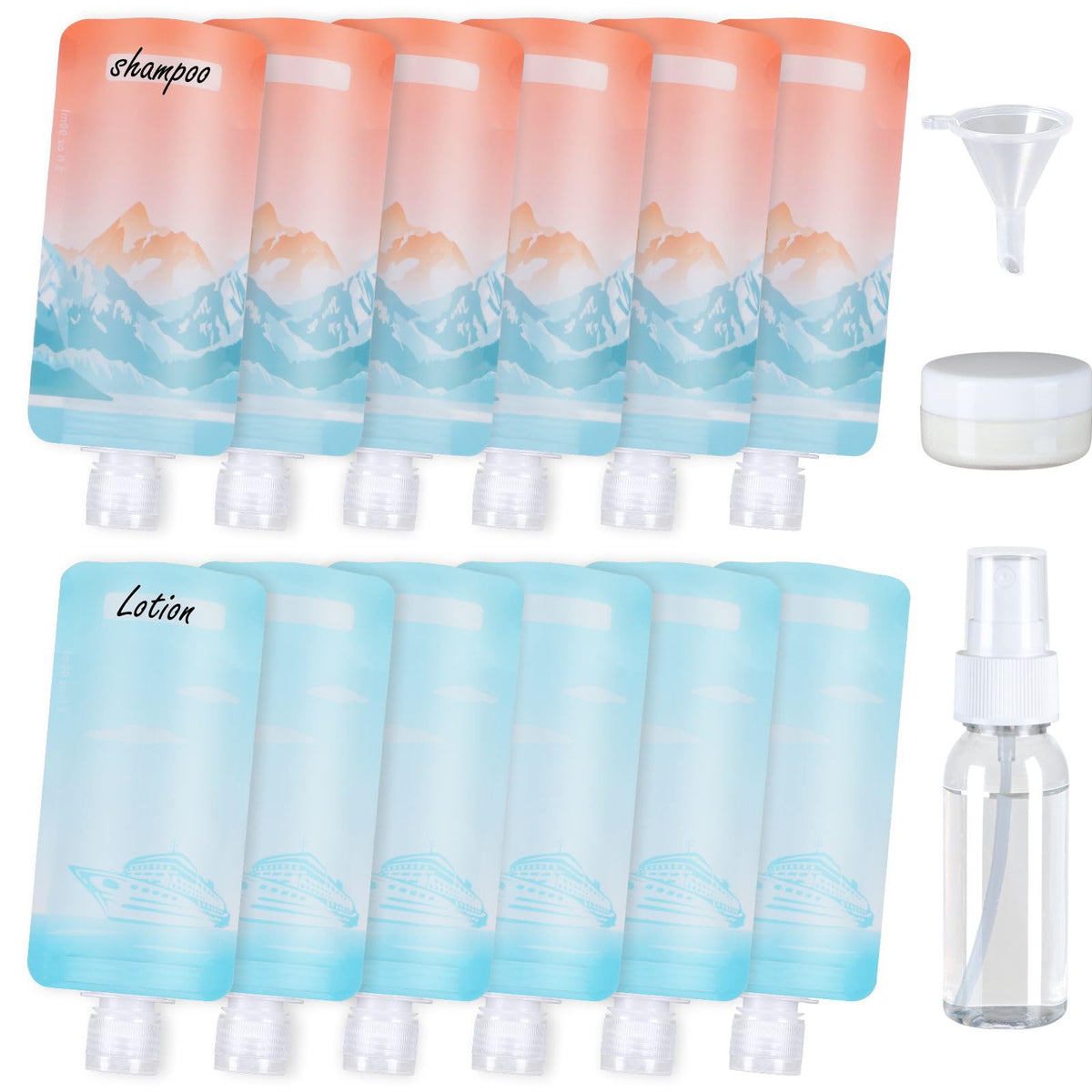 PACKISM 12 Pack Travel Pouches for Toiletries - 90ml 3 oz Liquid Containers