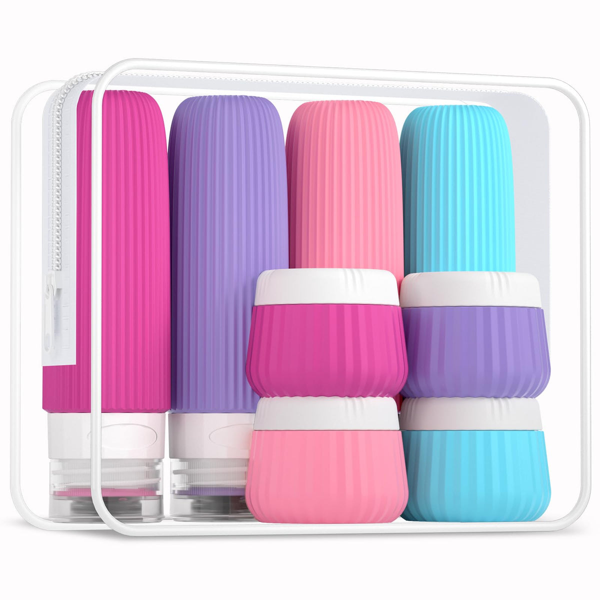 Mrsdry Travel Bottles 8 Pack, TSA Approved 3 oz Travel Containers with Clear Bag, Leak Proof Silicone Squeezable Essentials Jars