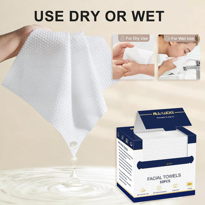 Disposable Face Towels XL 10"x12" Biodegradable Wash Cloths - 2 Pack 100 Ct