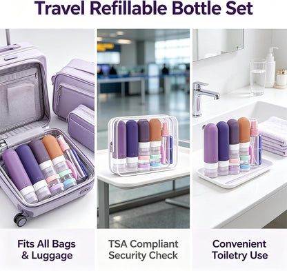 24 Pack Travel Bottles for Toiletries -TSA Approved, Leak Proof Silicone