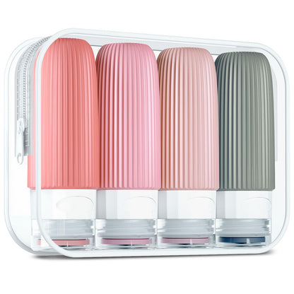 Mrsdry Travel Bottles for Toiletries, Large 6oz Travel Size Containers, BPA Free Leak Proof Tubs Refillable Liquid Accessories with Toiletry Bag for Cometic Shampoo and Lotion Soap (4 Pack)