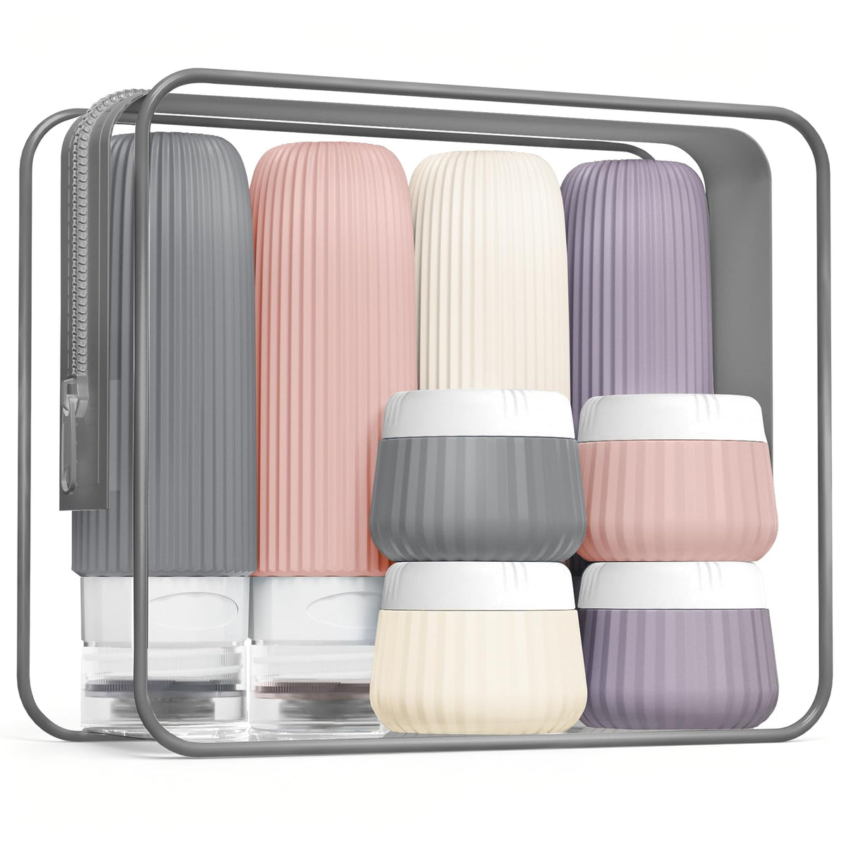 Mrsdry Travel Bottles 8 Pack, TSA Approved 3 oz Travel Containers with Clear Bag, Leak Proof Silicone Squeezable Essentials Jars