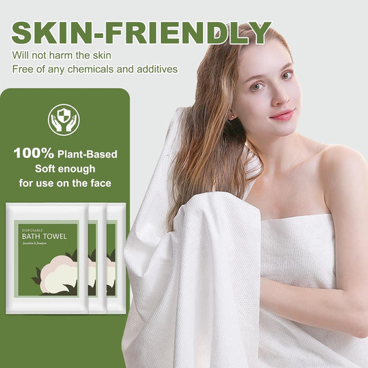 Disposable Bath Towels, 10 Pack 55" x 27.5" Ultra Soft, Quick Dry Disposable Body Towels, Portable Travel Towel for Hotel Camping Beach Swimming Gym Sauna Spa, Personal Care Pet Towels