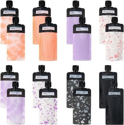 16 Pcs Travel Pouches for Toiletries Refillable Liquid Travel Pouch