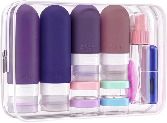 24 Pack Travel Bottles for Toiletries -TSA Approved, Leak Proof Silicone