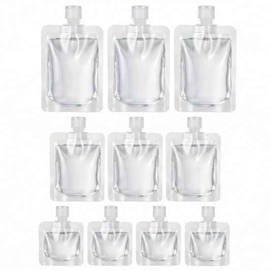 Travel Pouches for Toiletries, 13 Pack TSA Approved Refillable Travel Liquid Pouches, Flat Travel Bottles for Toiletries, Reusable 3oz Portable Containers with Funnel, Labels & Clear Carry On Bag