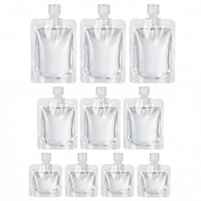 Travel Pouches for Toiletries, 13 Pack TSA Approved Refillable Travel Liquid Pouches, Flat Travel Bottles for Toiletries, Reusable 3oz Portable Containers with Funnel, Labels & Clear Carry On Bag