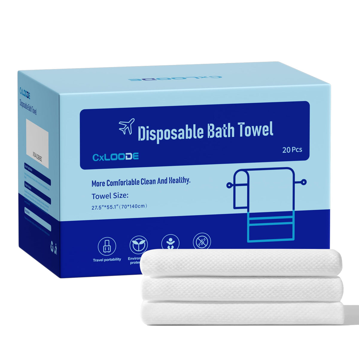 5 Pcs Disposable Bath Towels for Travel Larger And Thicker, 55.1 x 27.5"