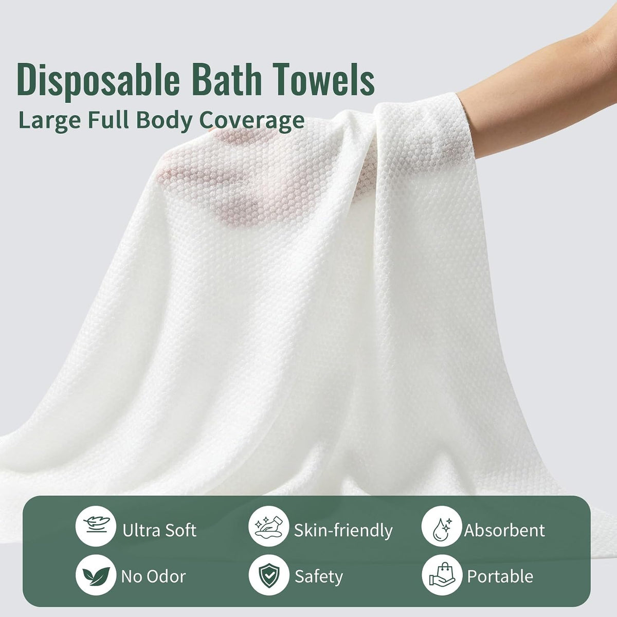 25 Pack Disposable Bath Towels, 55" x 27.5" Ultra Soft Travel Towels Bulk