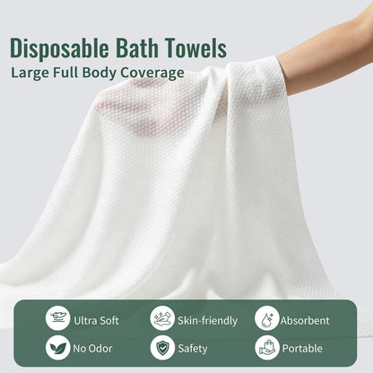25 Pack Disposable Bath Towels, 55" x 27.5" Ultra Soft Travel Towels Bulk