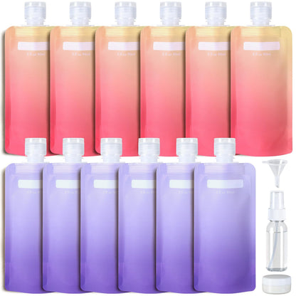 PACKISM 12 Pack Travel Pouches for Toiletries - 90ml 3 oz Liquid Containers