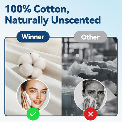 Winner Disposable Face Towels, 100% Cotton, 300 Count (Pack of 3)