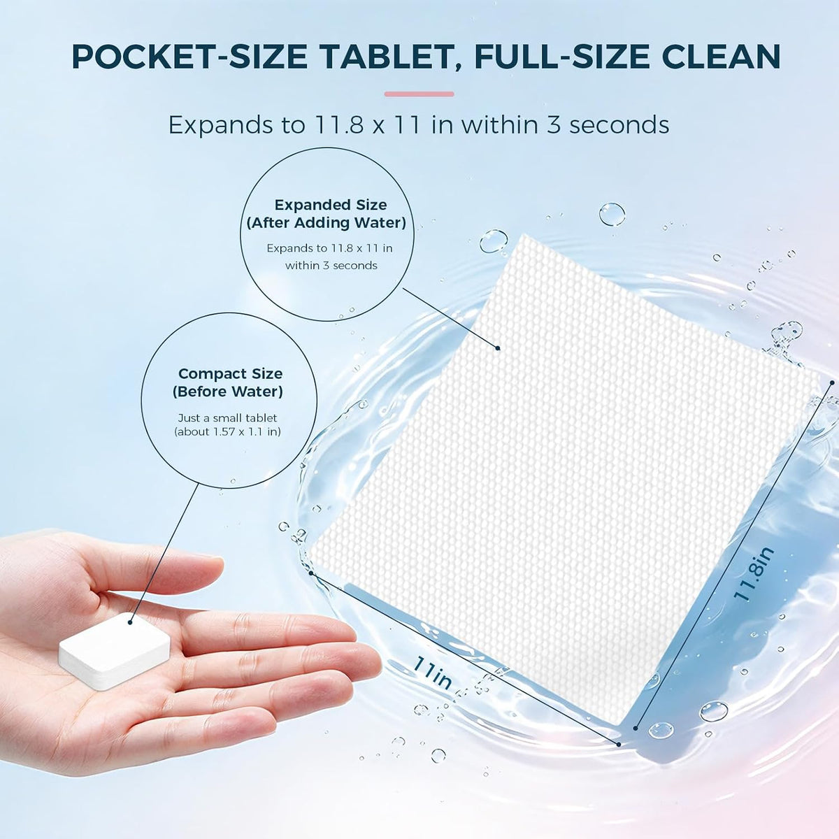 Compressed Towels Tablets for Travel, 50 PCS, Disposable Washcloths