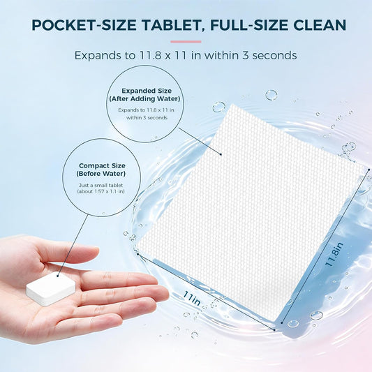 Compressed Towels Tablets for Travel, 50 PCS, Disposable Washcloths