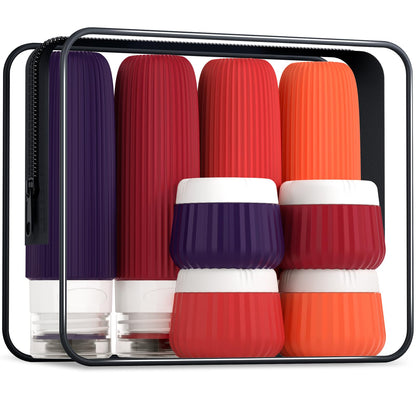Mrsdry Travel Bottles 8 Pack, TSA Approved 3 oz Travel Containers with Clear Bag, Leak Proof Silicone Squeezable Essentials Jars