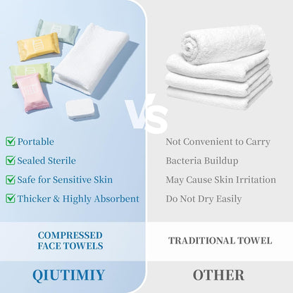 QIUTIMIY 56PCS Disposable Compressed Towels Tablet for Travel Wash Cloth Disposable Washcloths Portable Face Towels Super Absorbent