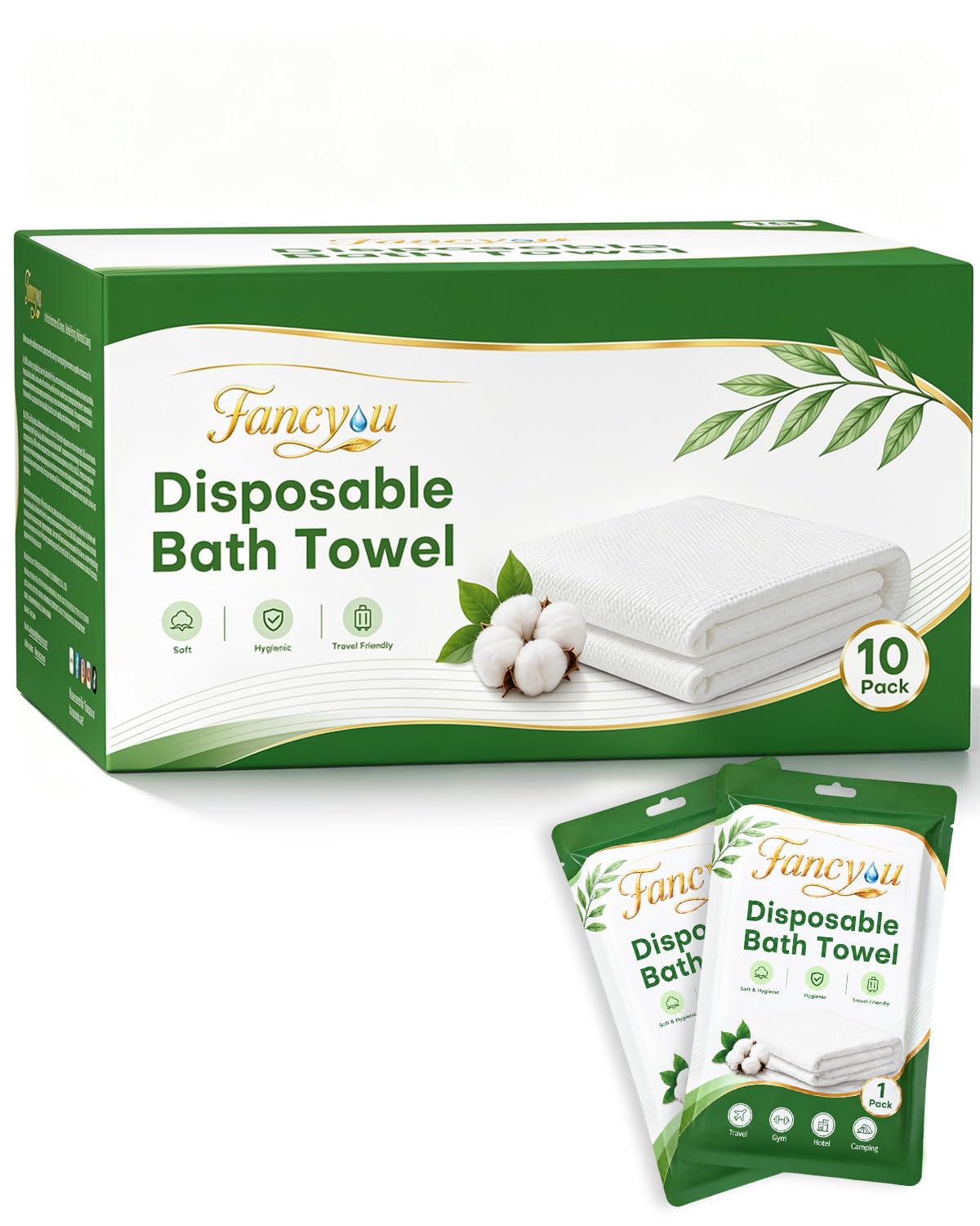 10 Pack Disposable Bath Towels Travel Towel for Body 55" x 27.5"